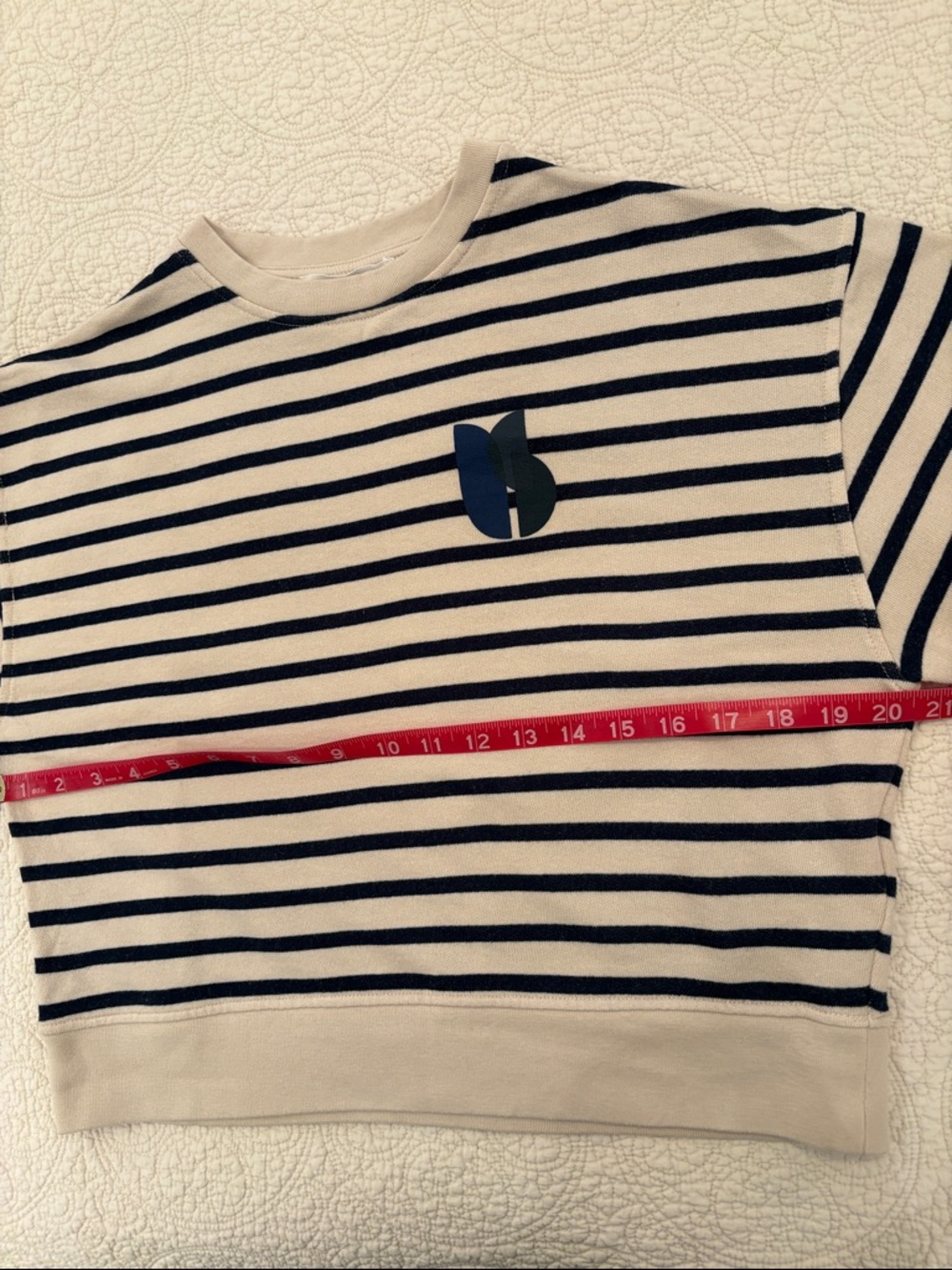 ba&sh Navy and Cream Lightweight Striped Sweatshirt - Picture 8 of 9